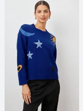 Rails Zoey Celestial Crewneck Sweater In Cobalt Gold Galaxy S